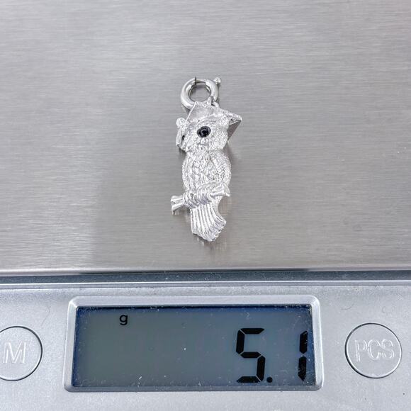 Monet Silver-Tone Owl Charm | Spring Ring | Graduation & Education - Picture 7 of 7